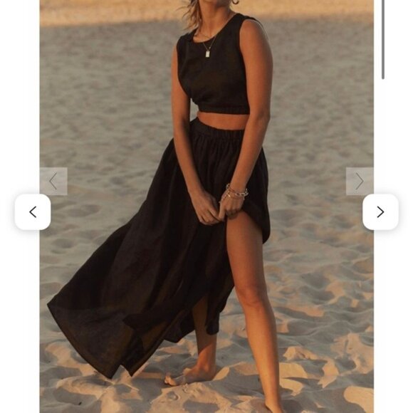 DISSH Black Linen Maxi Skirt - Picture 2 of 7